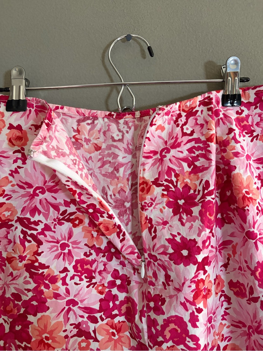 St. John's Bay Skirt Cotton A-Line Pink Floral Knee Length Y2K VTG Garden Midi - Picture 7 of 11